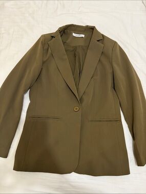 CASUALILLA Olive Green Single-Button Blazer